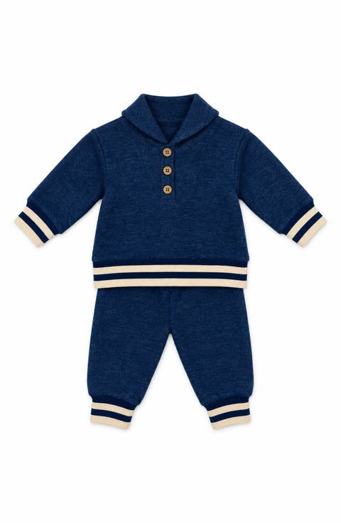 Shawl Collar Fleece Pullover & Joggers Set
