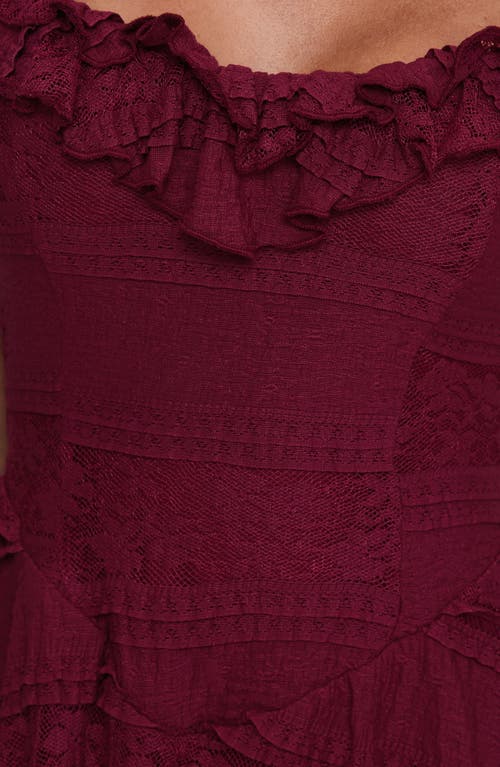 Princess Polly Dwyer Tie Strap Lace Minidress In Burgundy