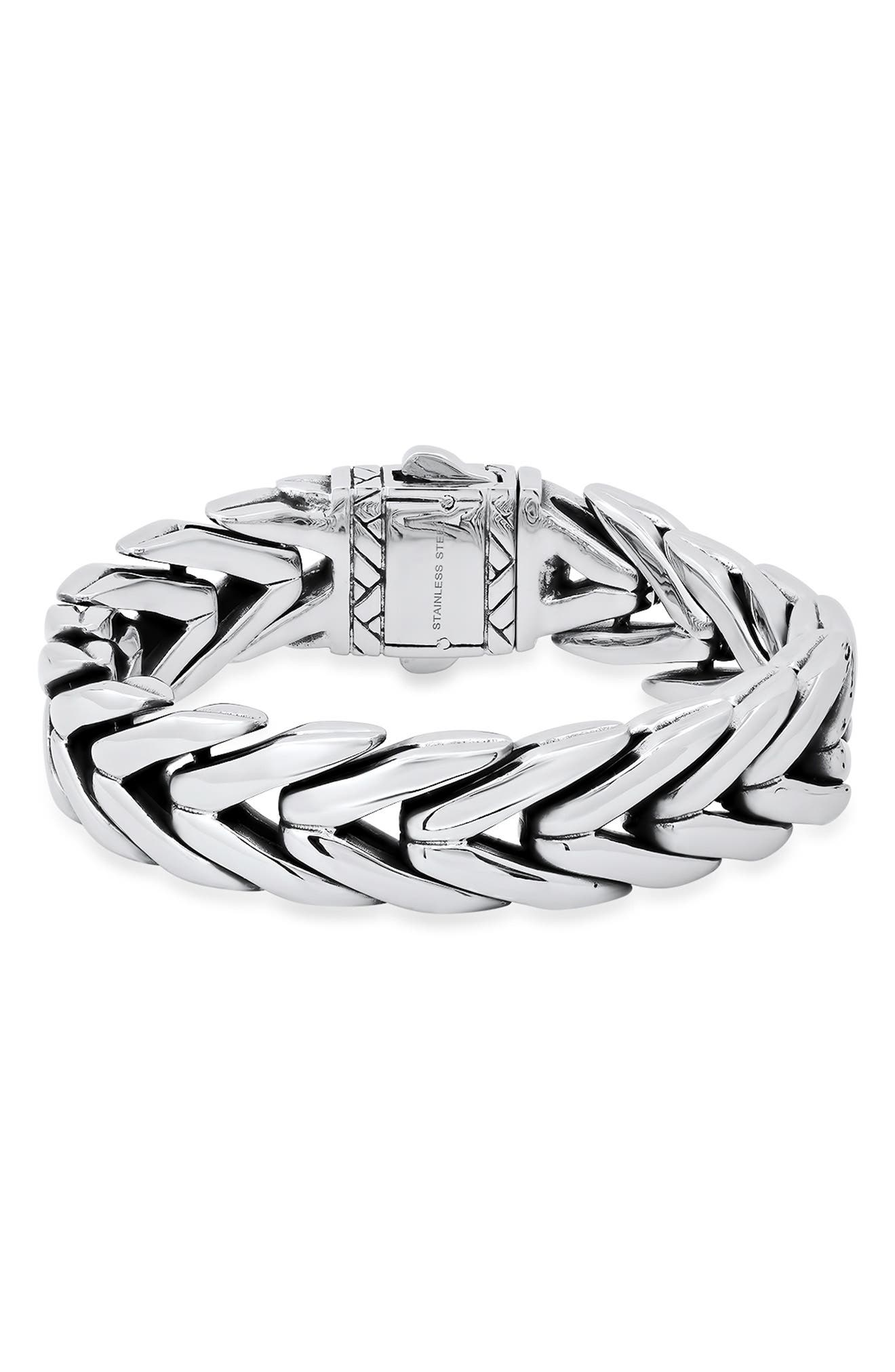HMY JEWELRY Heavy Oxidized Stainless Steel Chain Bracelet