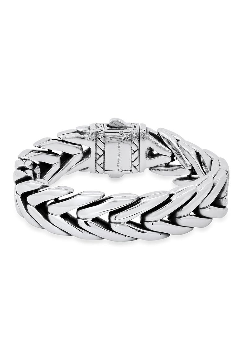 Heavy Oxidized Stainless Steel Chain Bracelet, Main, color, METALLIC