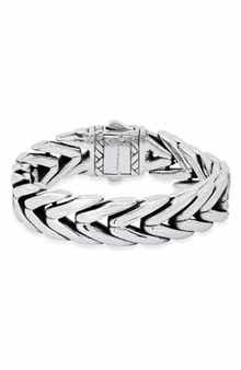 HMY JEWELRY Heavy Oxidized Stainless Steel Chain Bracelet