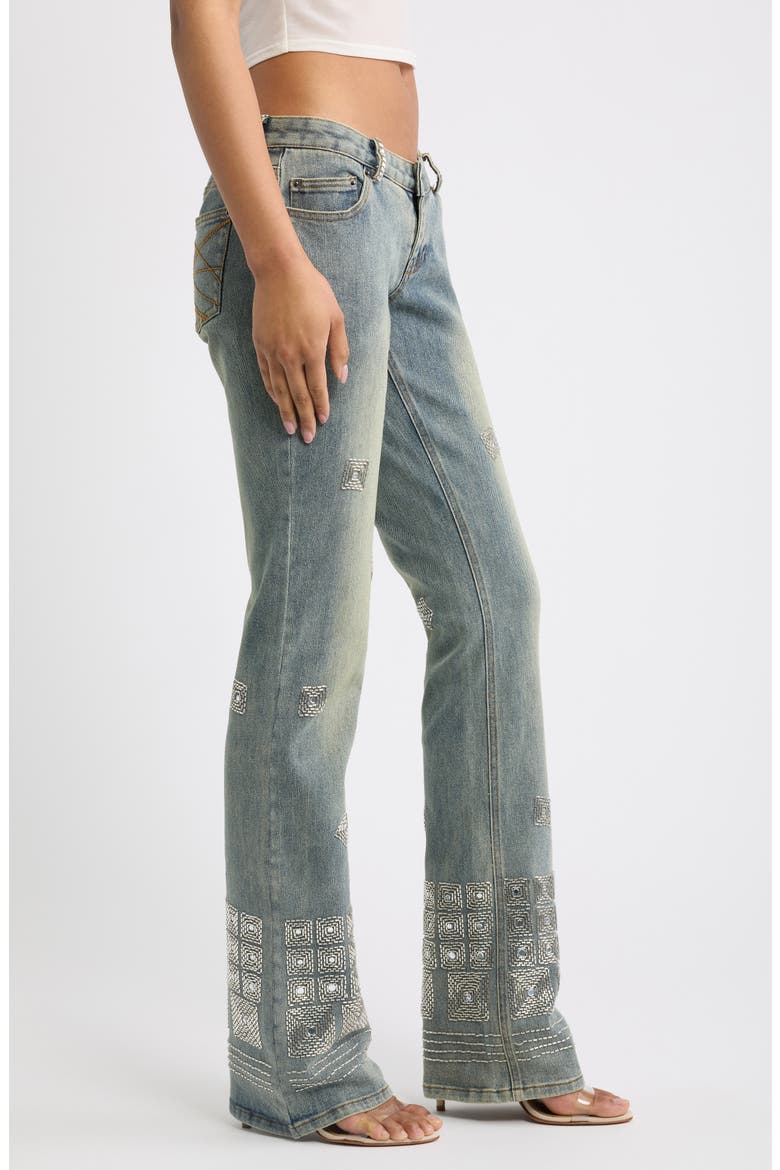 Cooper Beaded Wide Leg Jeans, Alternate, color, DENIM