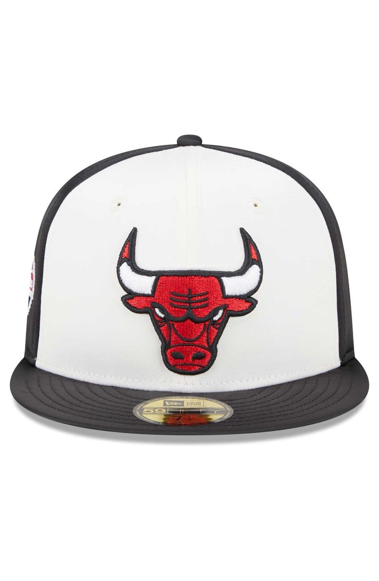 New Era Men's New Era White Chicago Bulls Throwback Satin 59FIFTY Fitted Hat, Alternate, color,