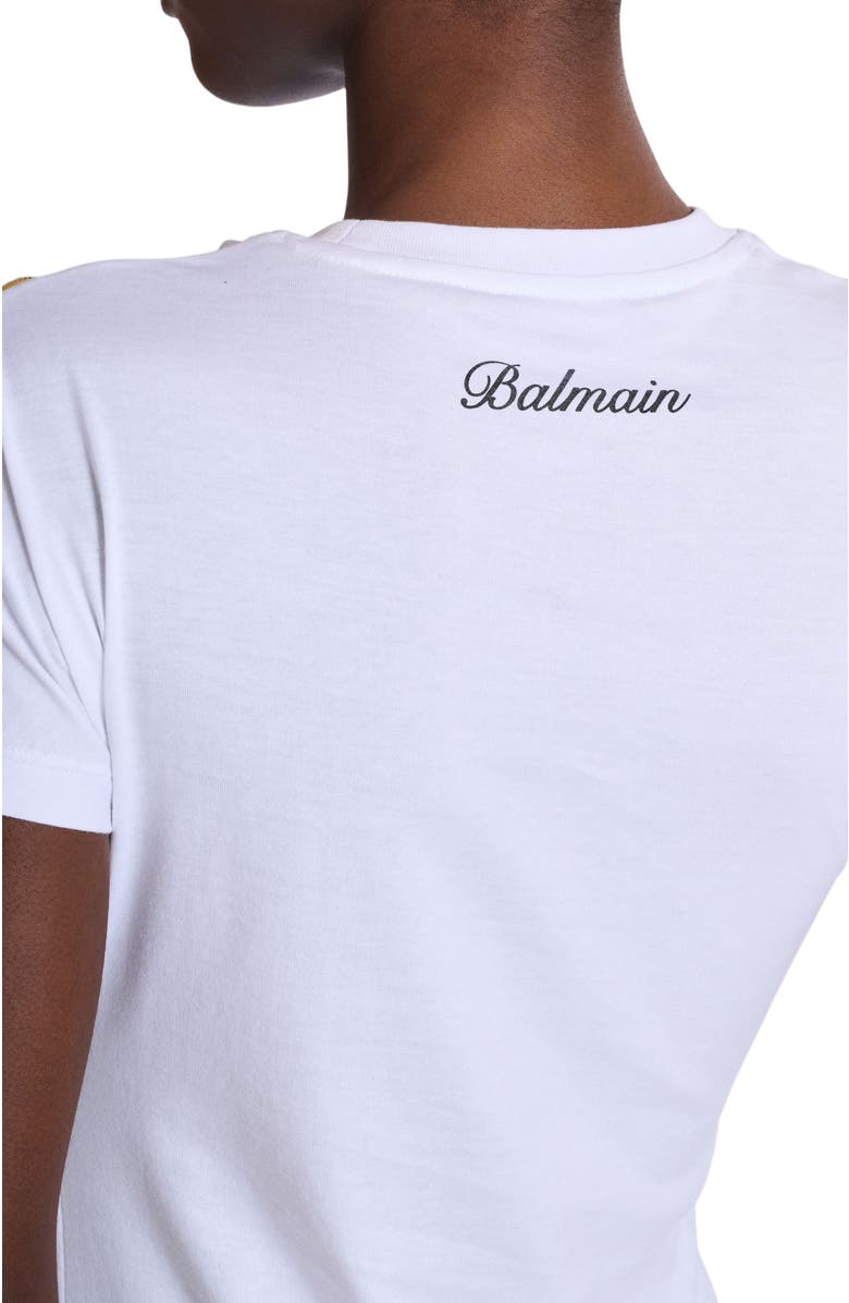 Balmain Short-sleeved draped jersey T-shirt, Alternate, color, White