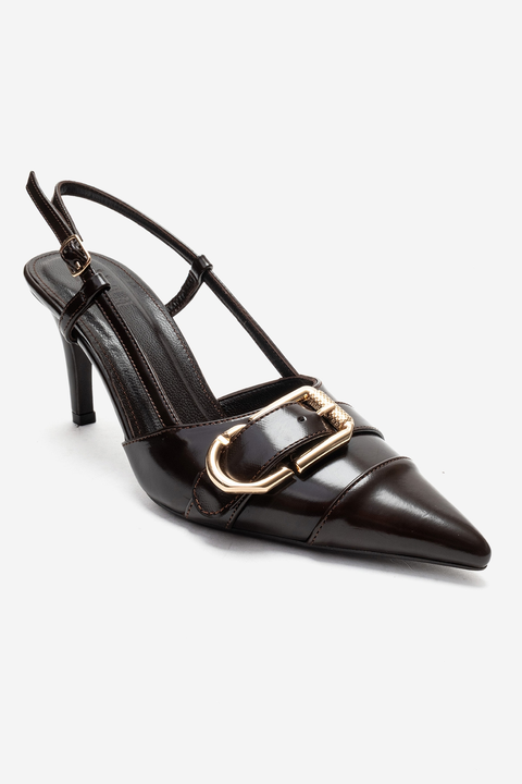 Noen Buckle Pointed Toe Stiletto Pump