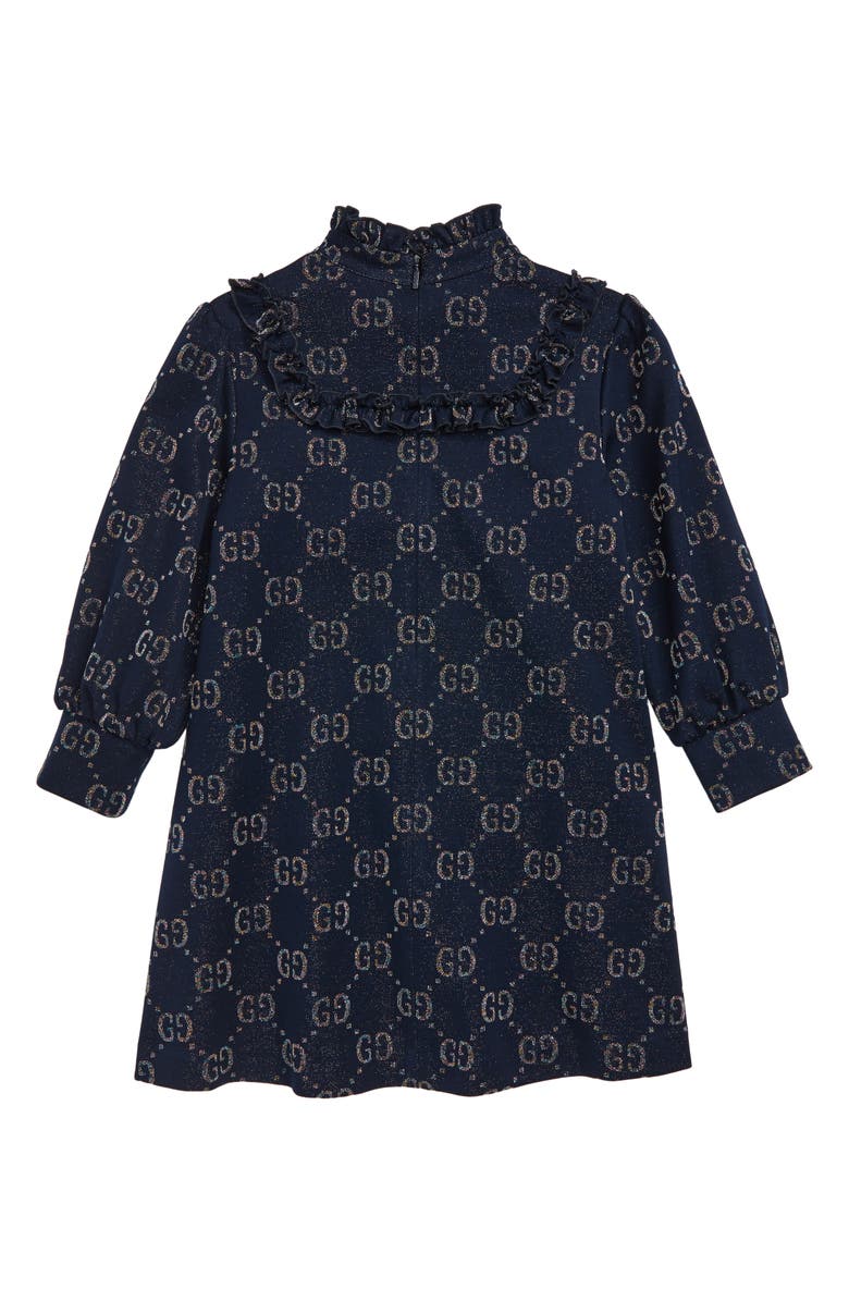 Gucci GG Logo Lamé Jersey Dress, Alternate, color, 