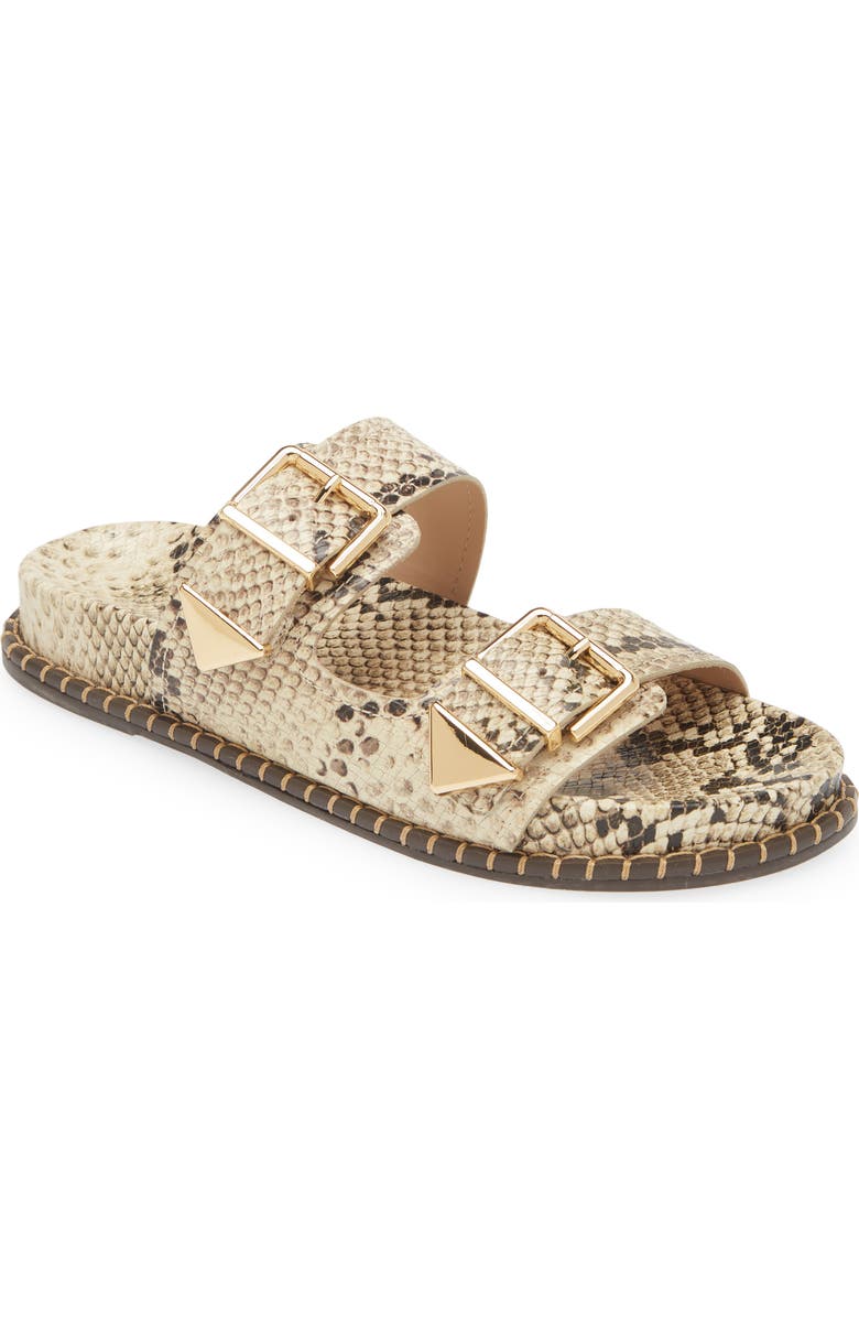 Schutz Elana Snakeskin Print Slide Sandal, Main, color,