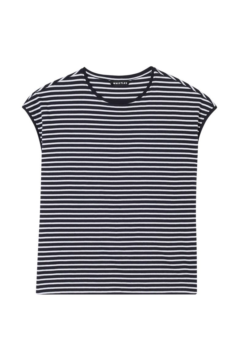 Stripe Cap Sleeve T-Shirt, Alternate, color, Navy/Multi