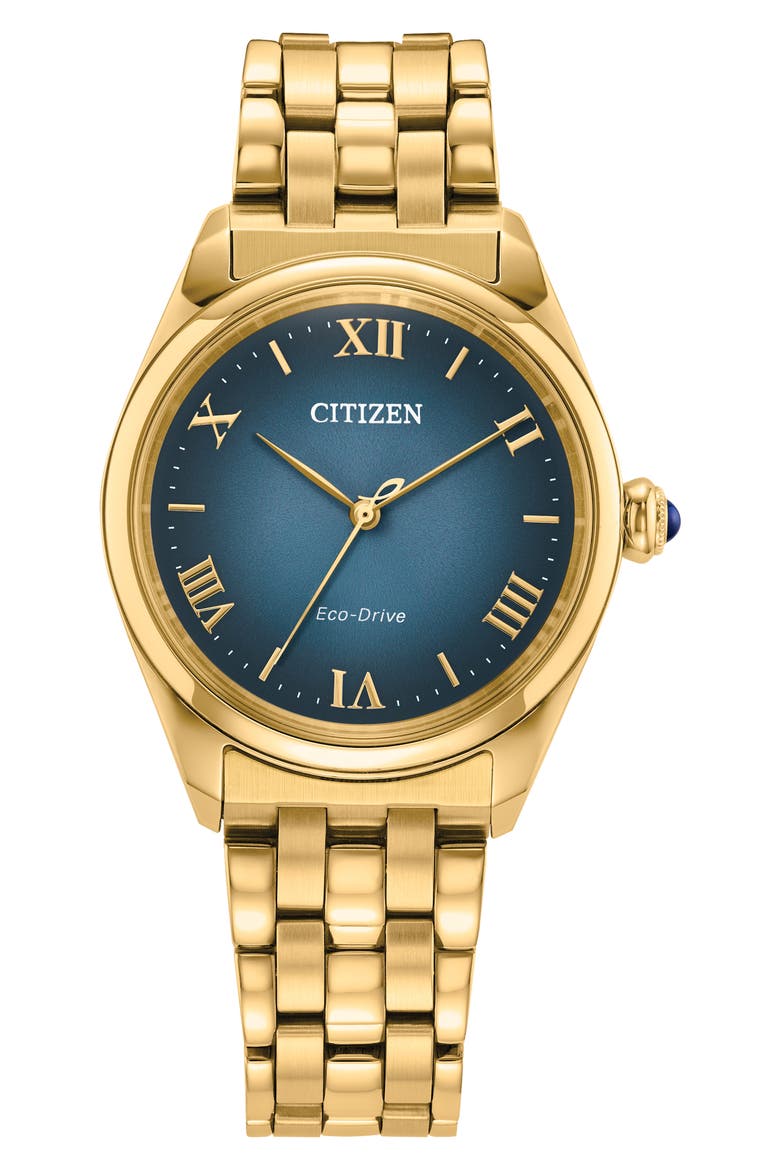 Classic Goldtone Bracelet Watch, 33mm, Main, color, BLUE/ GOLD-TONE