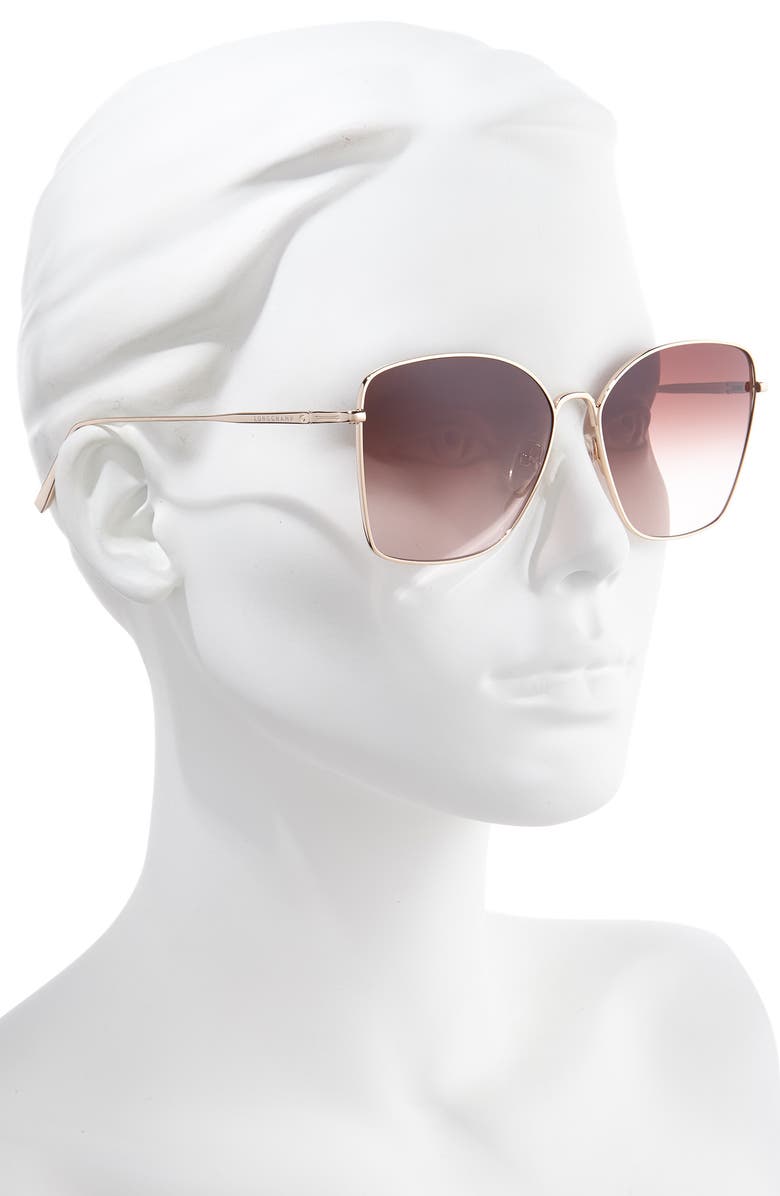 Longchamp Roseau 60mm Gradient Square Sunglasses, Alternate, color, Rose Gold/ Brown