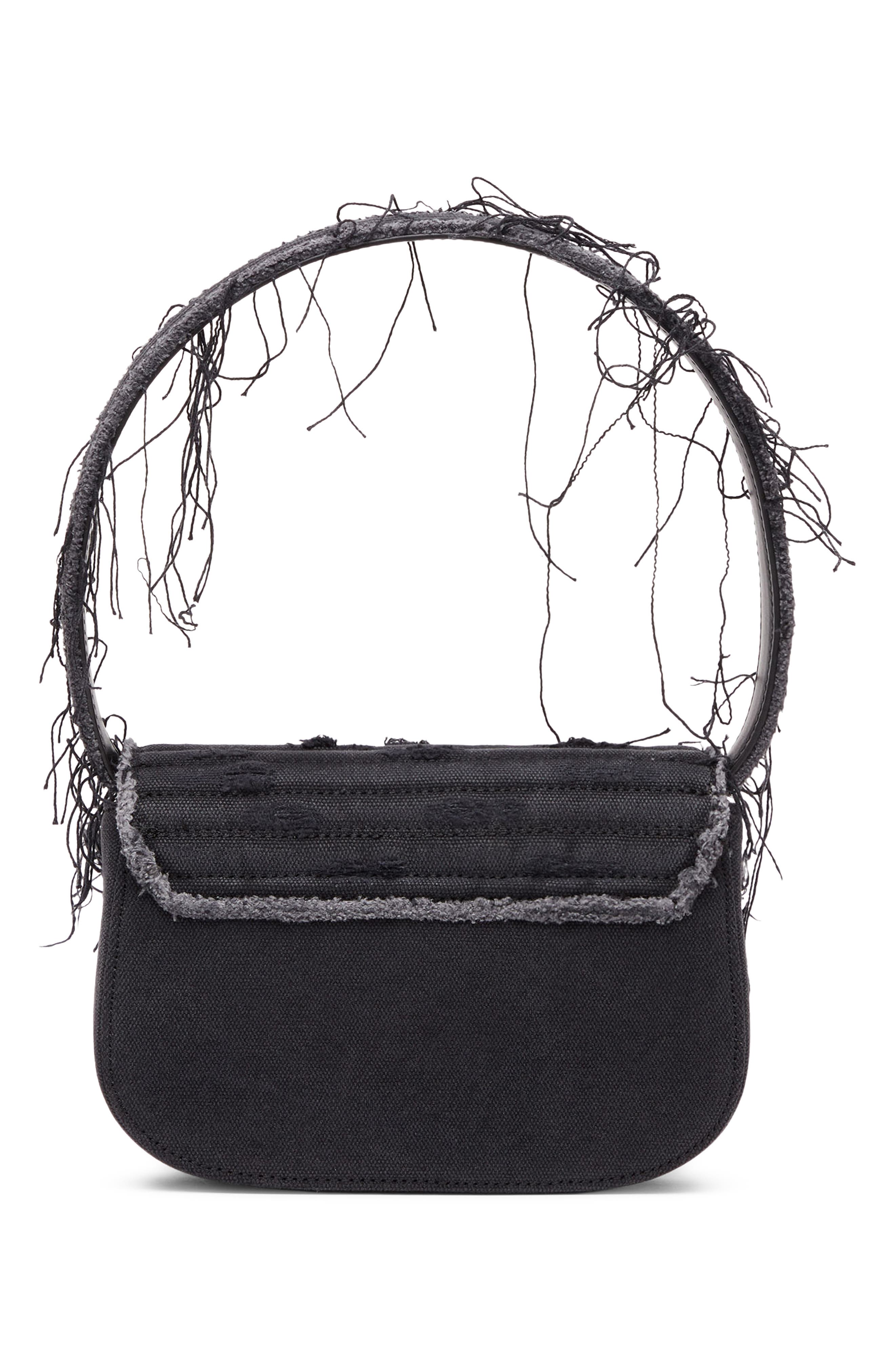 1DR Distressed Denim Shoulder Bag, Alternate, color, BLACK
