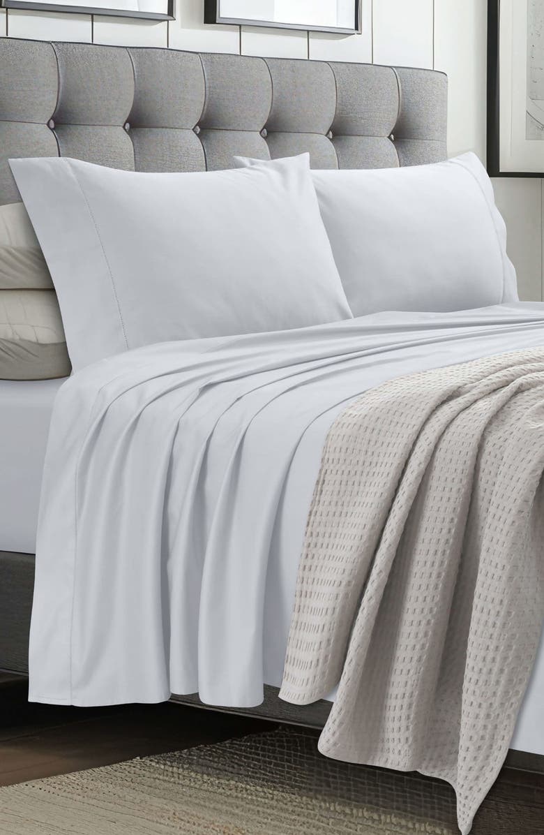 AZORES HOME Set of 2 Cotton Sateen Pillowcases, Alternate, color, White