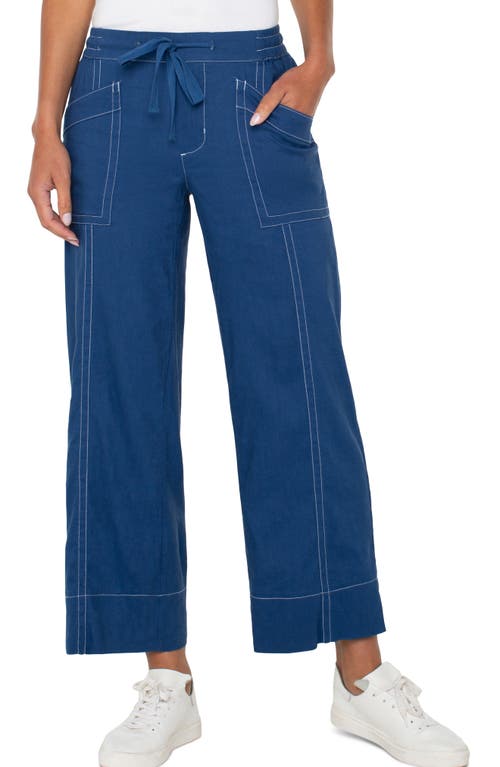 Liverpool Los Angeles Drawstring Wide Leg Pants In Goddess Blue