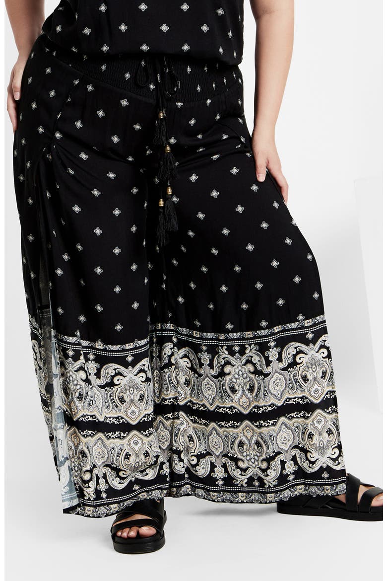 Sky Print Wide Leg Pants, Main, color, BLACK WILD LOVE