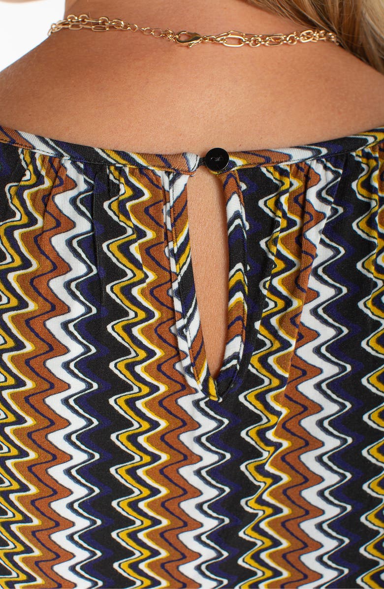 Liverpool Los Angeles Sleeveless Keyhole Knit Top, Alternate, color, Black/ Navy/ Gold Stripe