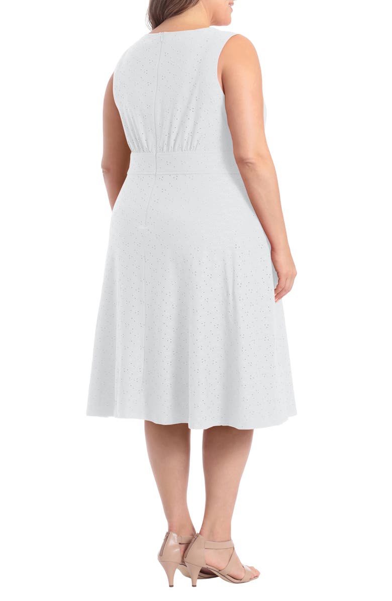 London Times Sleeveless Embroidered Eyelet Midi Dress, Alternate, color, 