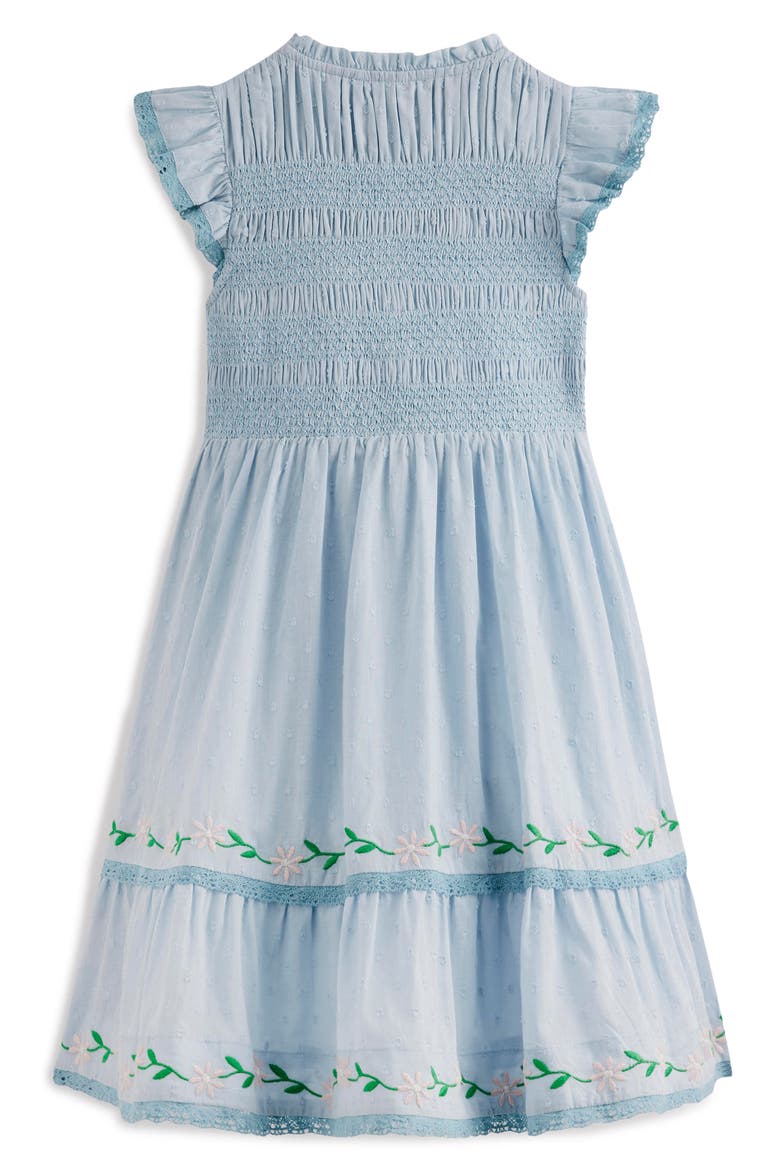 Kids' Embroidered & Smocked Dress, Alternate, color, MISTY BLUE