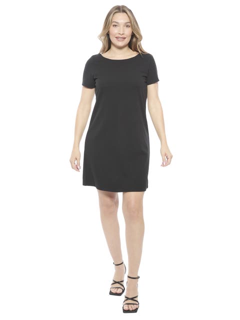 Womens Short Sleeve Round Neck Mini Shift Dress