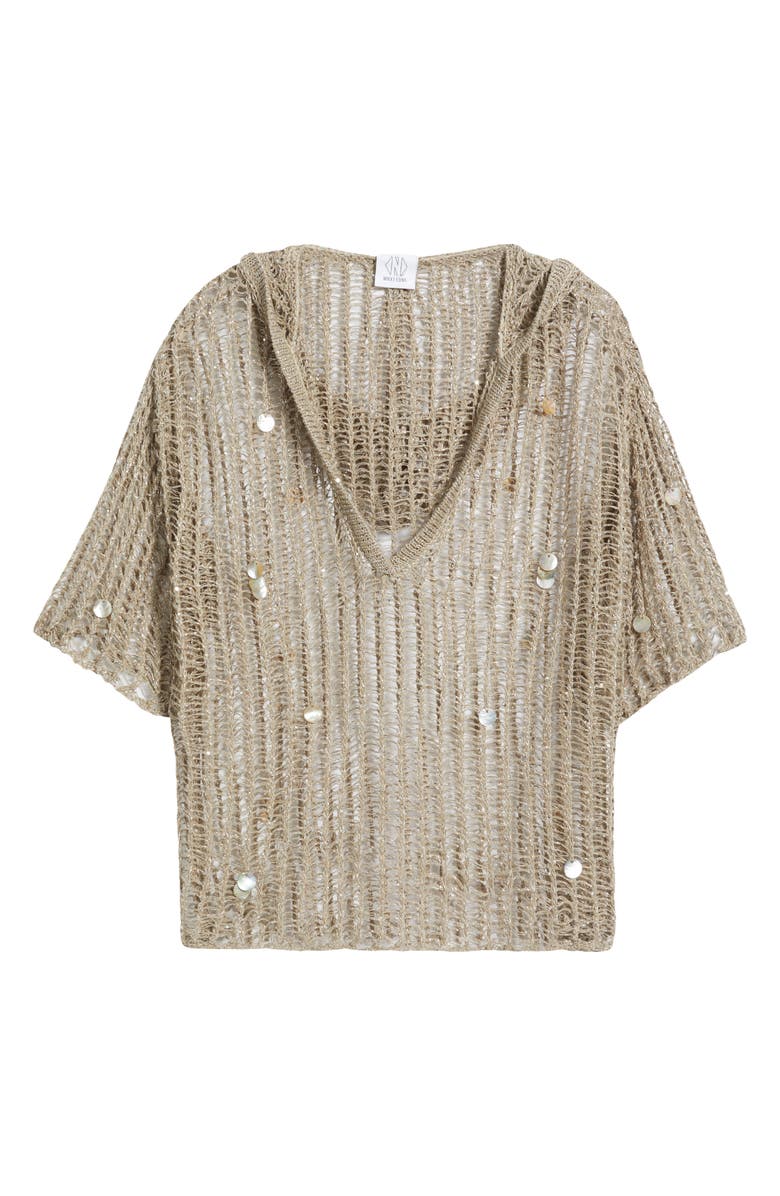 NIKKI LUND Aaliyah Sequin Open Stitch Hooded Sweater, Alternate, color, Gray