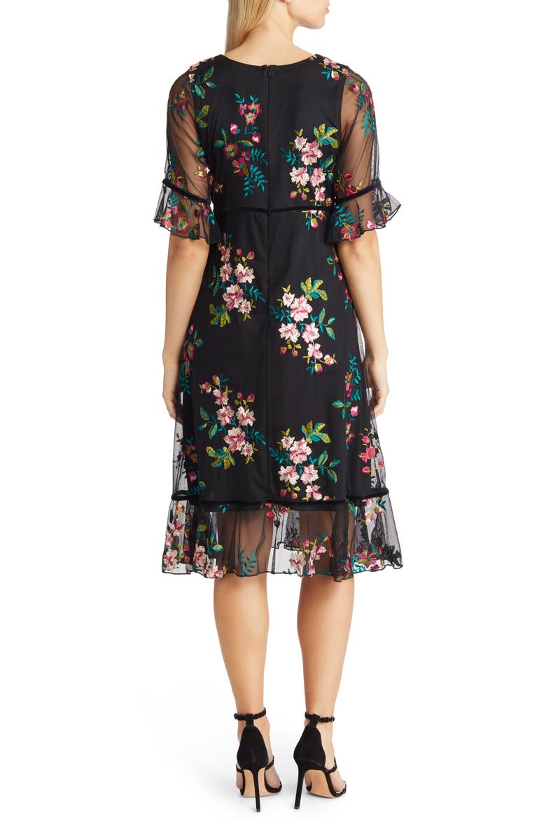 Wildflower Embroidered Cocktail Dress, Alternate, color, ONYX