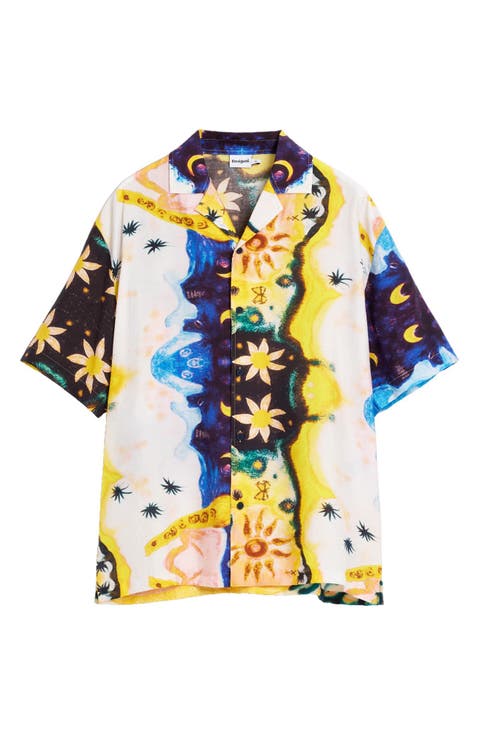 Cosmos Printed Cotton Camp Shirt