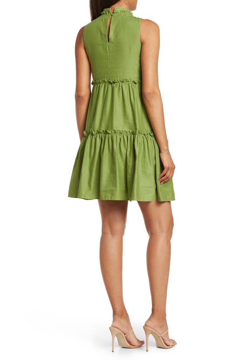 High Neck Sleeveless Ruffle Dress, Alternate, color, GREEN