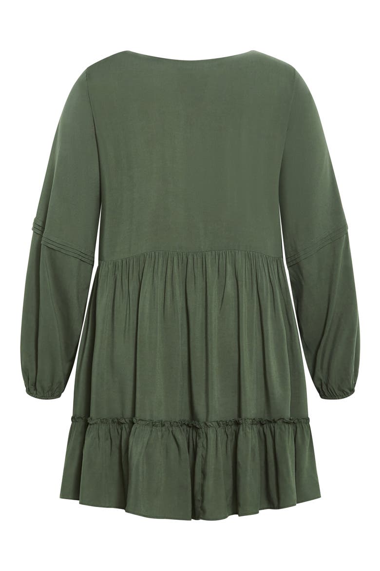 Mira Long Sleeve Tiered Minidress, Alternate, color, KHAKI