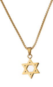 EYE CANDY LOS ANGELES Men's Star of David Titanium Pendant Necklace