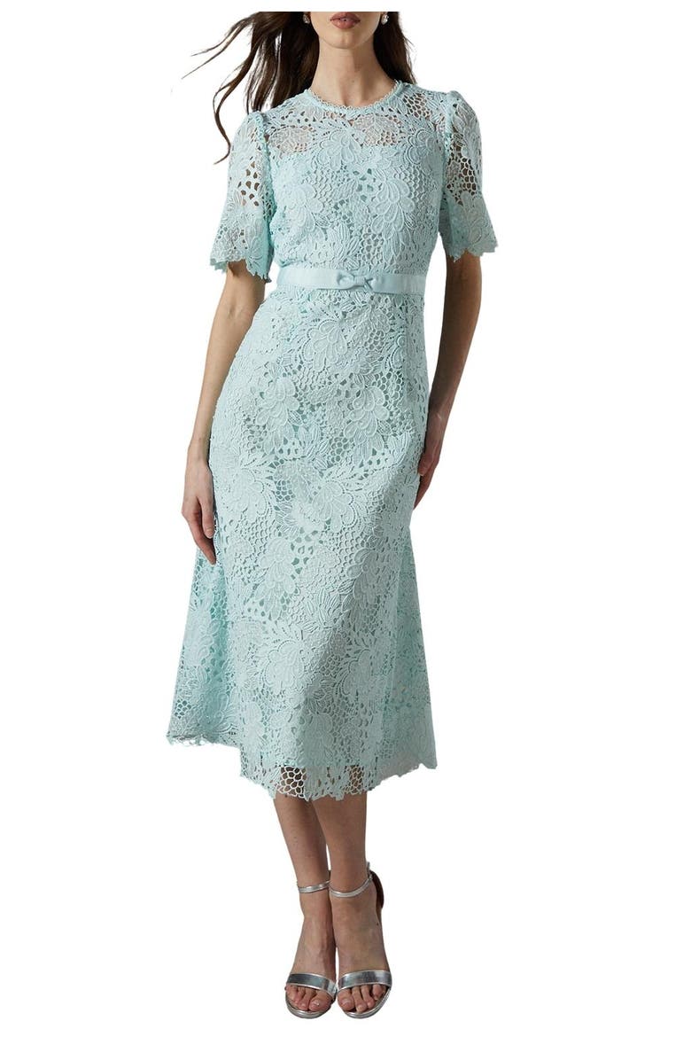 Coast Lace  Bow Belt Midi Dress, Alternate, color, Sage