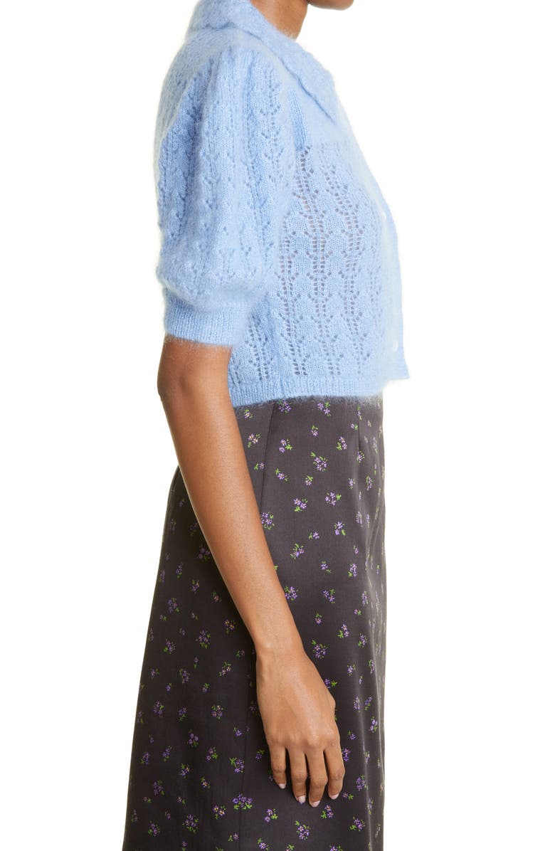 Shushu/Tong Pointelle Puff Sleeve Mohair Blend Cardigan, Alternate, color,