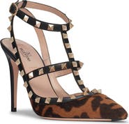 Valentino Garavani Rockstud Genuine Calf Hair Pointed Toe Pump
