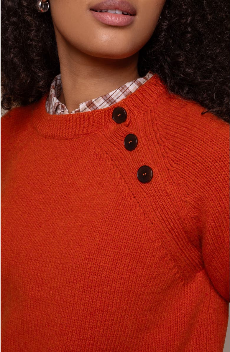 Celtic & Co. Lambswool Button Neck Sweater, Alternate, color, Burnt Orange