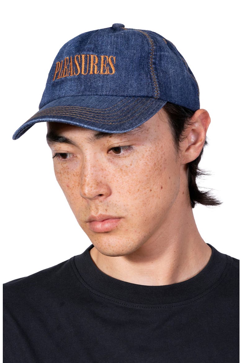 Zigzag Adjustable Cotton Denim Baseball Cap, Alternate, color, INDIGO
