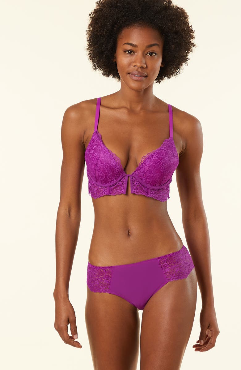 Etam Mystere Lace Side Hipster Briefs, Alternate, color, Purple