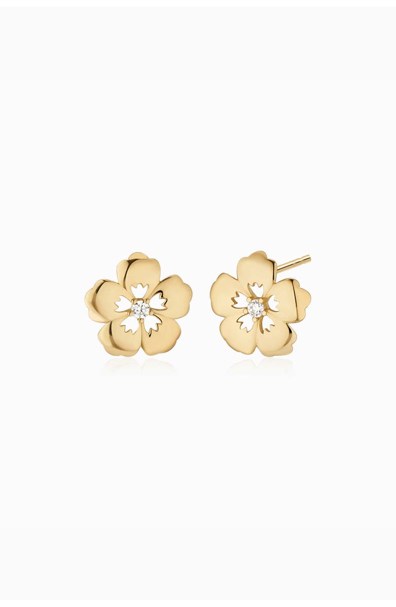 Oradina 14K Yellow Gold Sakura Studs, Main, color, Yellow Gold