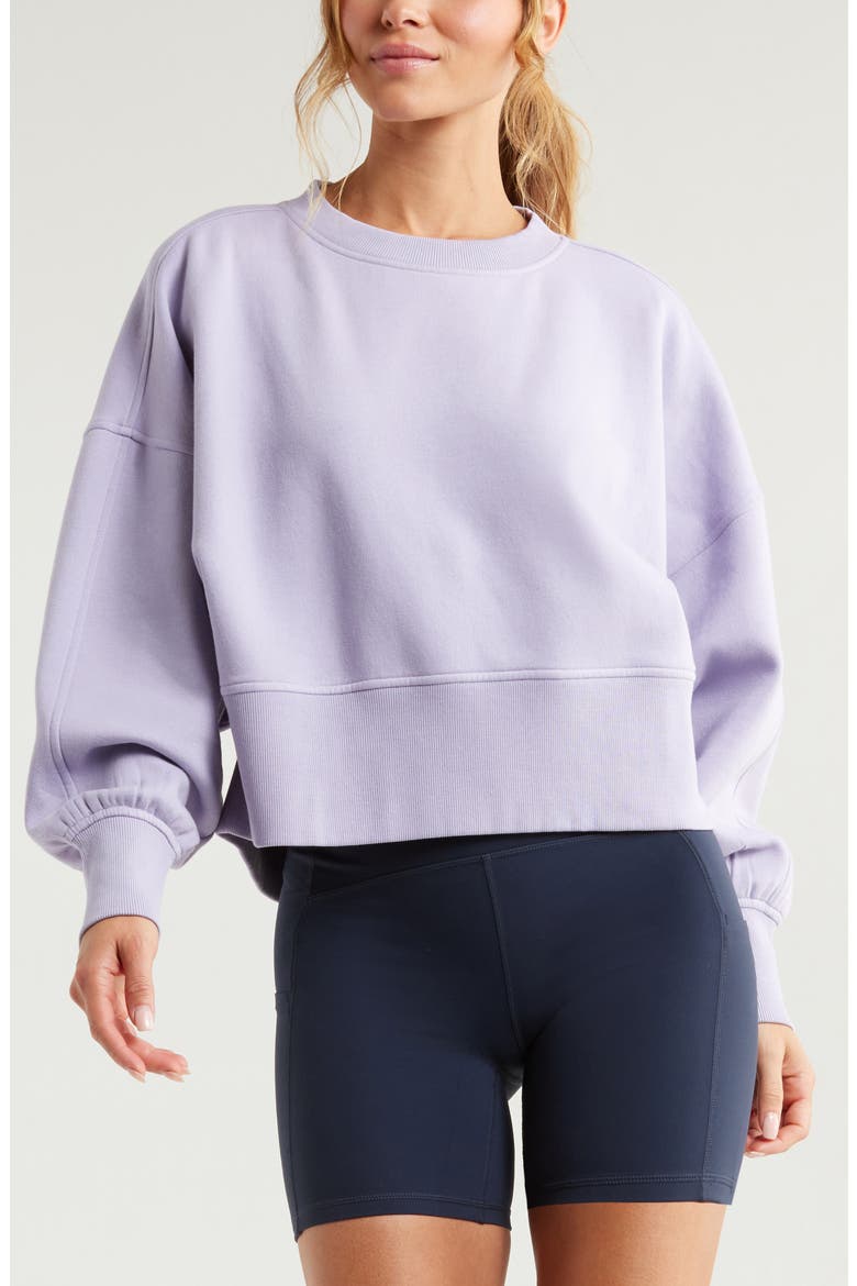 Cloud Fleece Relaxed Sweatshirt, Main, color, PURPLE HEIRLOOM