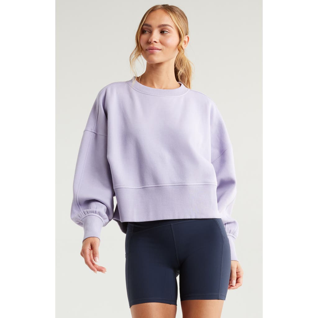 Zella Cloud Fleece Relaxed Sweatshirt In Purple Heirloom
