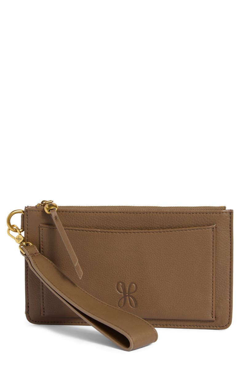HOBO Hart Leather Wristlet, Main, color, Dark Elm