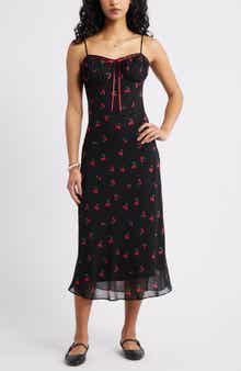 BP. Tie Front Chiffon Midi Dress