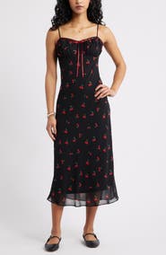 BP. Tie Front Chiffon Midi Dress
