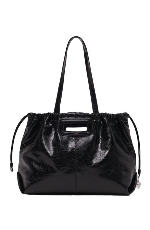 Crackled leather M Tote bag