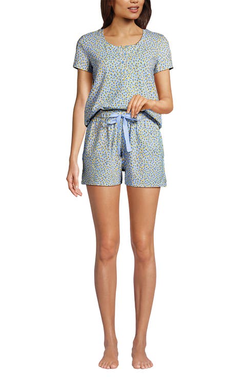 Knit 2 Piece Pajama Set - Short Sleeve Top and Shorts