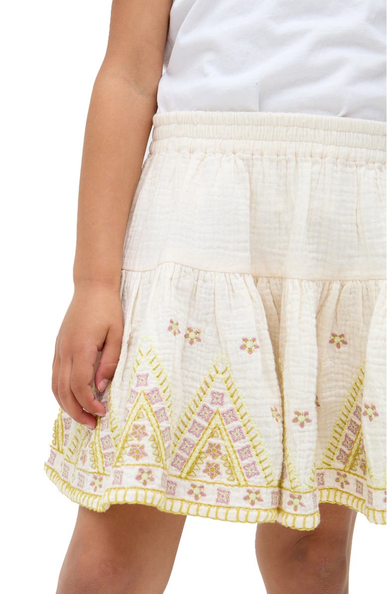 Raffya Kids Staranisse Tiered All Over Embroidered Skirt, Alternate, color, Ecru