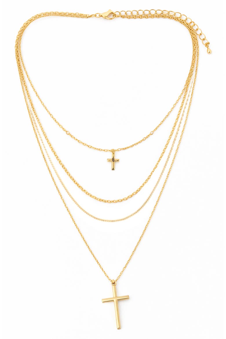 Layered Cross Necklace, Main, color, GOLD