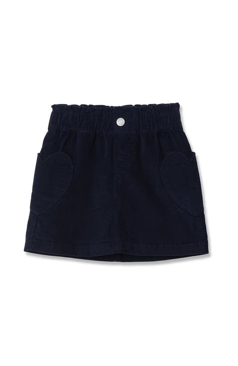 Girls Corduroy Skirt with Heart Pockets
