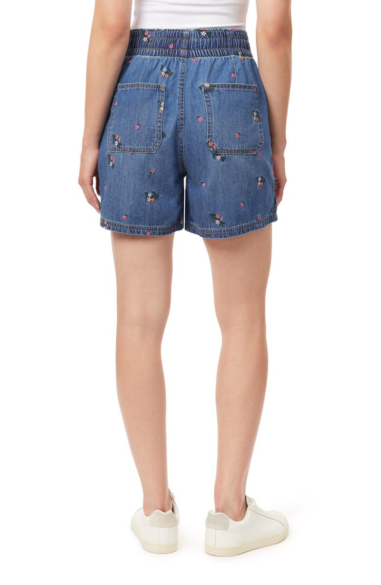 Kensie Embroidered Pull-On Denim Shorts, Alternate, color, Pippa Blossom
