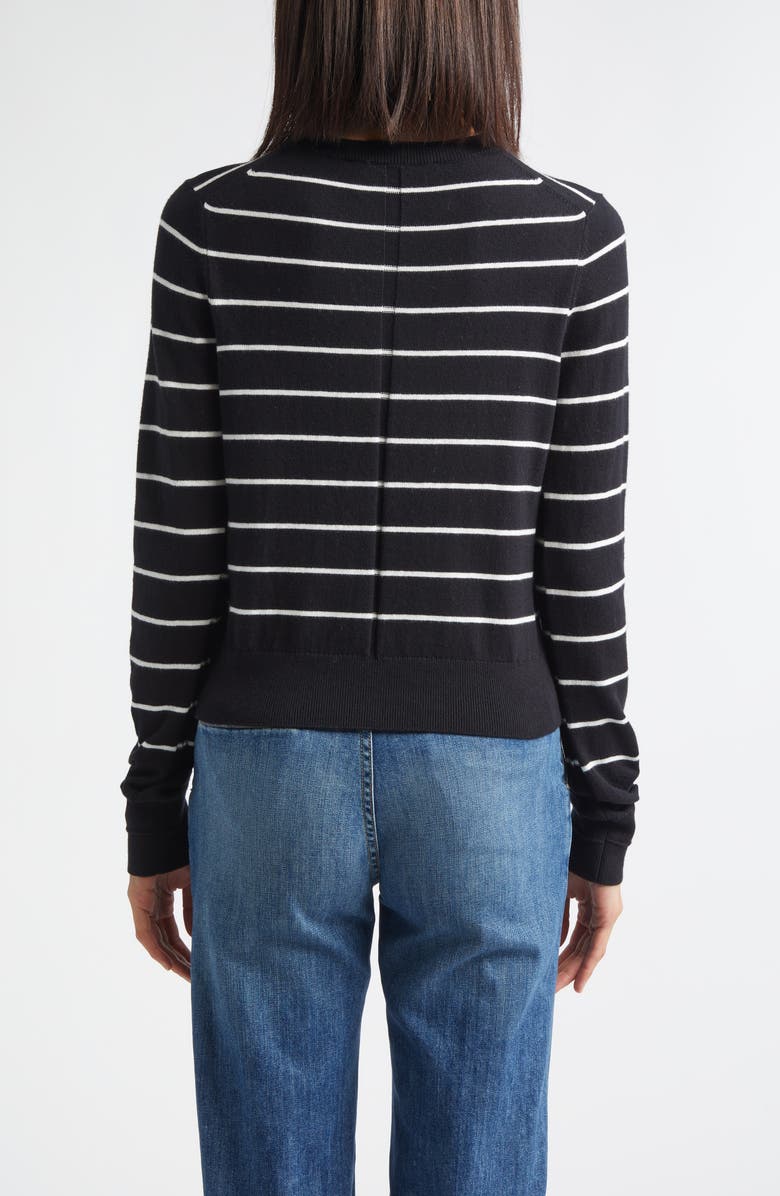 Derek Lam 10 Crosby Thibeaut Stripe Cotton & Cashmere Cardigan, Alternate, color, Blacklead
