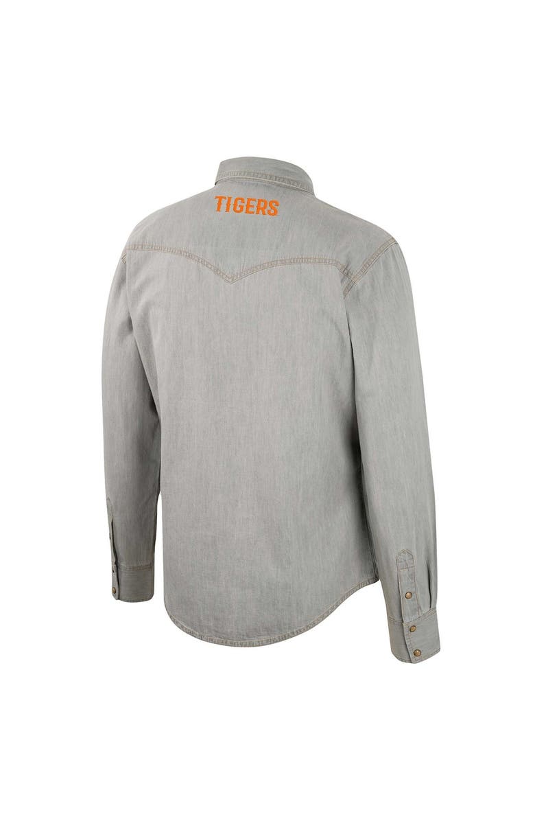 COLOSSEUM Men's Colosseum x Wrangler Gray Clemson Tigers Cowboy Cut Western Full-Snap Long Sleeve Shirt, Alternate, color, Gray