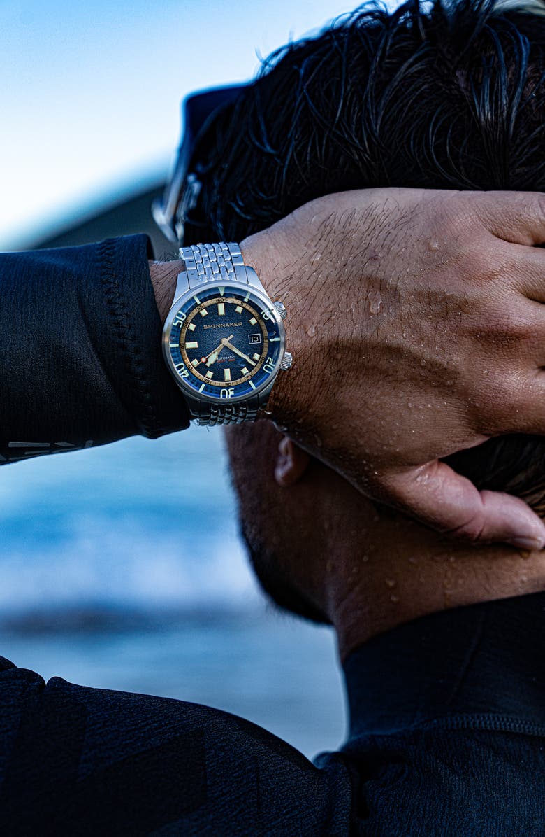 SPINNAKER Bradner Automatic Bracelet Watch, 42mm, Alternate, color, Blue