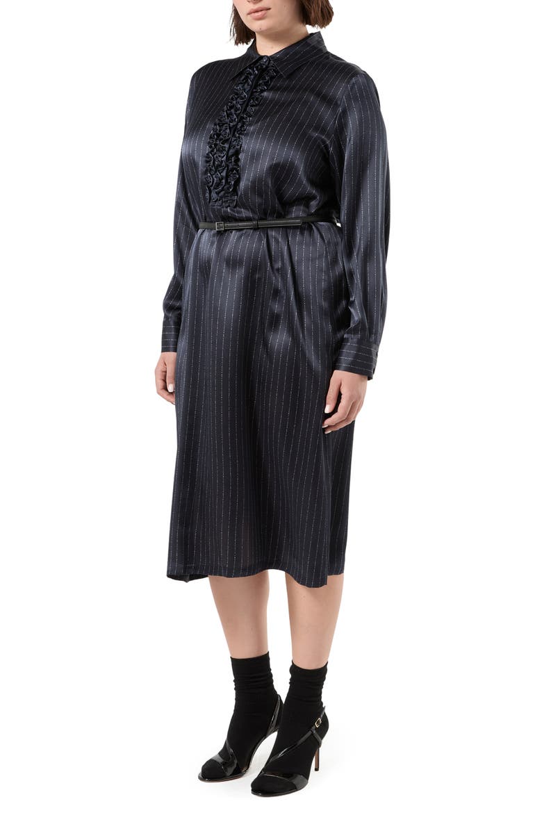 Cali Belted Silk Shirtdress, Main, color, MIDNIGHT BLUE